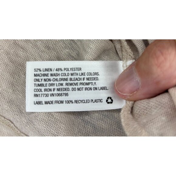 A NEW DAY Linen Blend Tee Womens L Tan Flutter Sleeve V-Neck 52% Linen - Picture 6 of 7